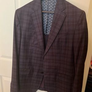 Ted Baker London Endurace Konan Purple Plaid Wool Blazer Jacket Men's 42R